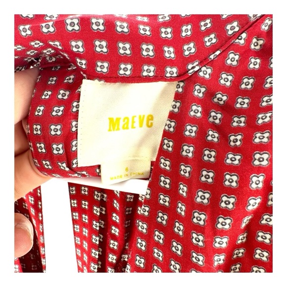 MAEVE | 6 Red Print Frida Mock Neck Jumpsuit Anthropologie - Picture 9 of 13